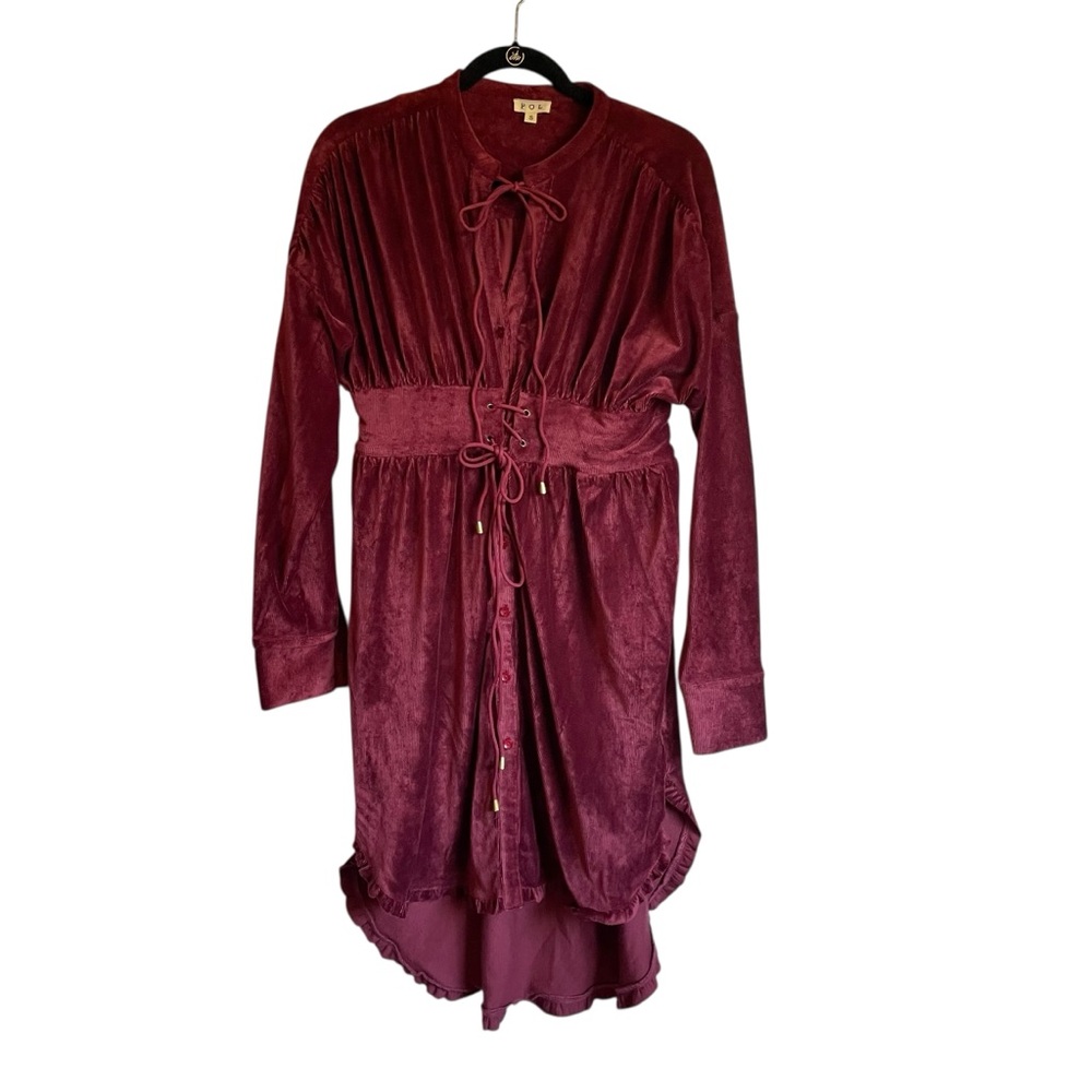 POL Burgundy Velvet Corset Dress‎